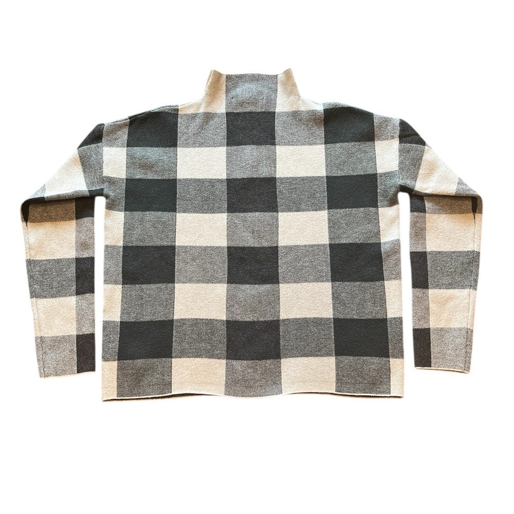 Tahari Mock Funnel Neck Checkered Green/Cream/Black Turtleneck Sweater Size S - Picture 10 of 15